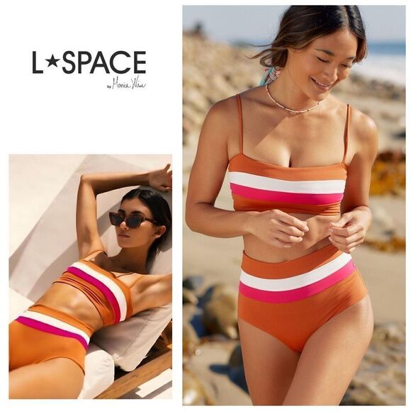 New. L*SPACE stripe bikini set. Small. Retails $174 - Picture 1 of 11